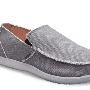Crocs Men's 8 Santa Cruz Slip On Loafer Missing Insert Gray Cotton Casual Cozy